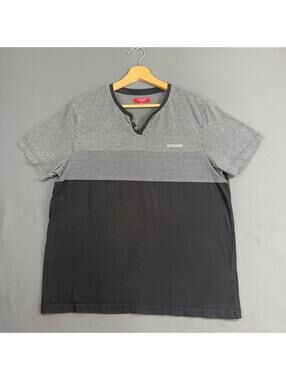 Guess Colorblock Short Sleeve Black Size L T-Shirt Heather Gray